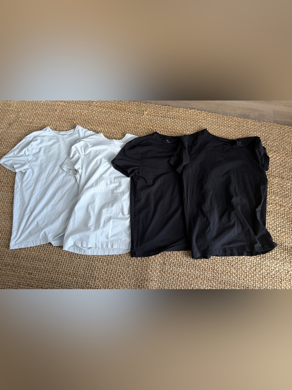 H&M Men's Short Sleeve Crew T-Shirts - Black & White Set